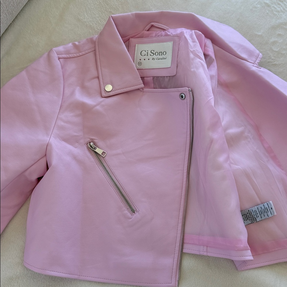 Cavalini Women's Pink Faux Leather Jacket - Picture 9 of 10